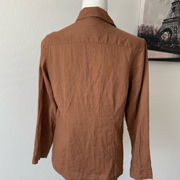 Brown linen button up shirt - Picture 3 of 5